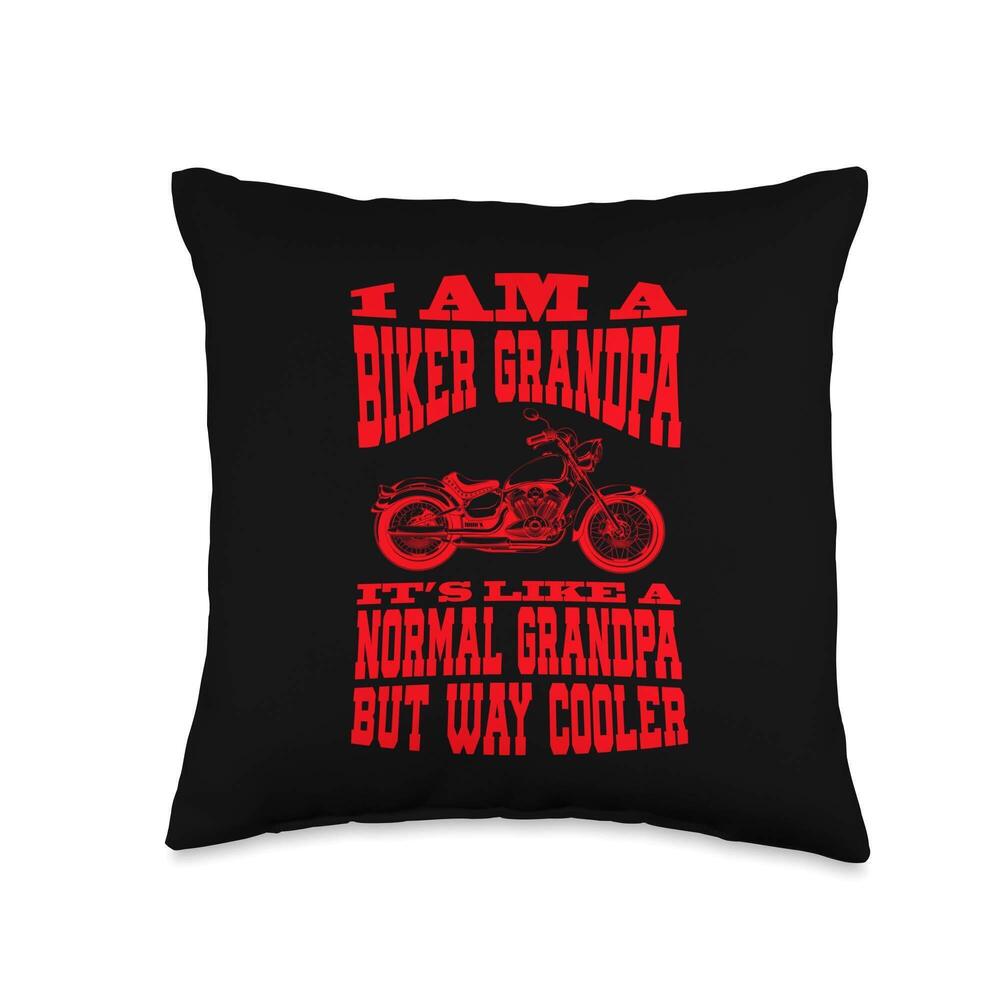 9352 I Am A Biker Grandpa Funny Quote for Grandpa Motorbikes Throw Pillow